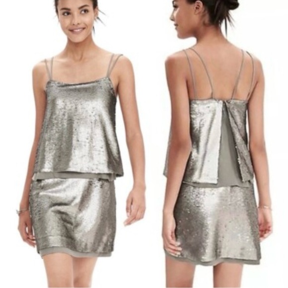 Banana Republic Shimmering Silver Mini Sequin Dress - Picture 5 of 13